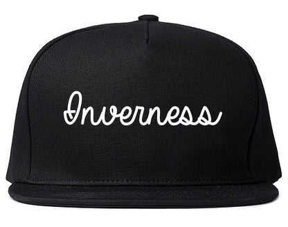 Inverness Florida FL Script Mens Snapback Hat Black