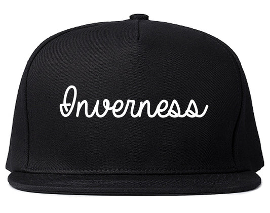 Inverness Florida FL Script Mens Snapback Hat Black