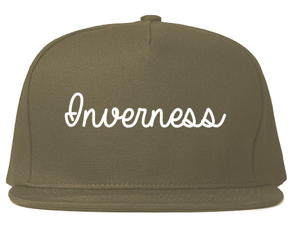 Inverness Florida FL Script Mens Snapback Hat Grey