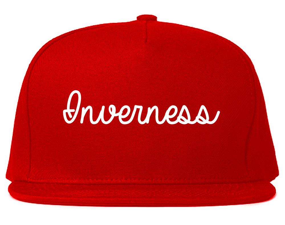 Inverness Florida FL Script Mens Snapback Hat Red