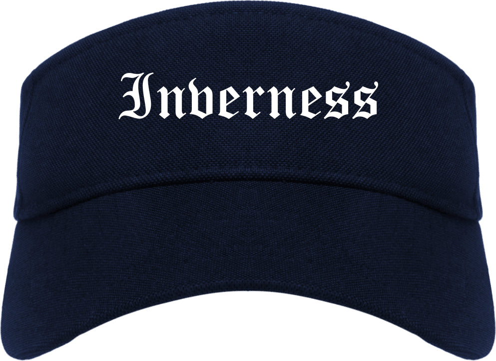 Inverness Florida FL Old English Mens Visor Cap Hat Navy Blue