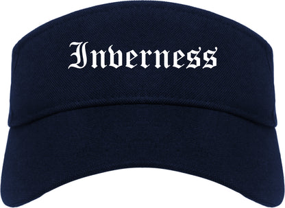 Inverness Florida FL Old English Mens Visor Cap Hat Navy Blue