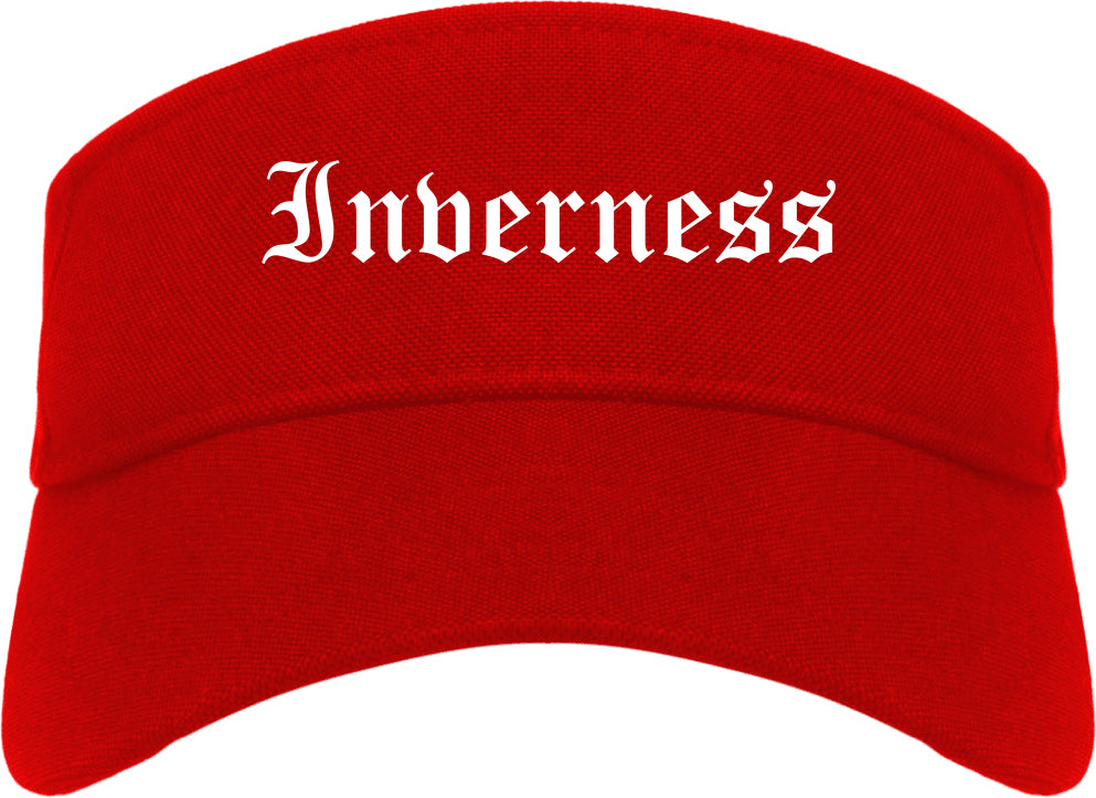 Inverness Florida FL Old English Mens Visor Cap Hat Red