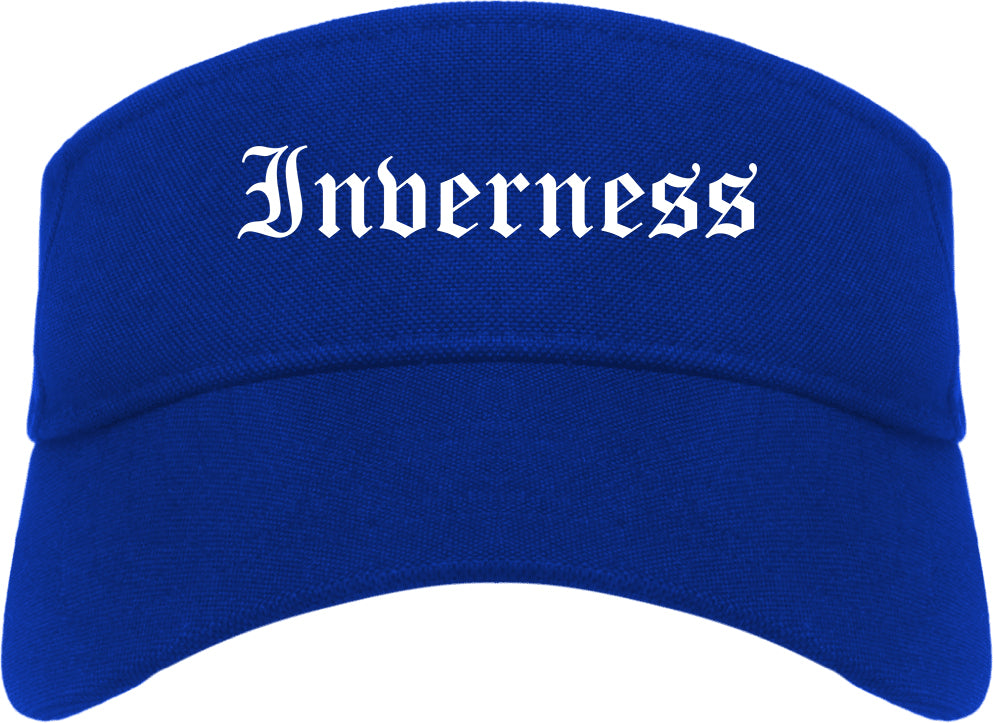 Inverness Florida FL Old English Mens Visor Cap Hat Royal Blue