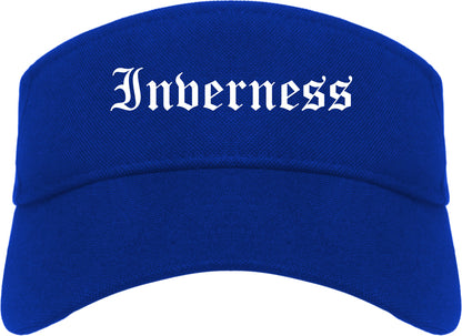 Inverness Florida FL Old English Mens Visor Cap Hat Royal Blue