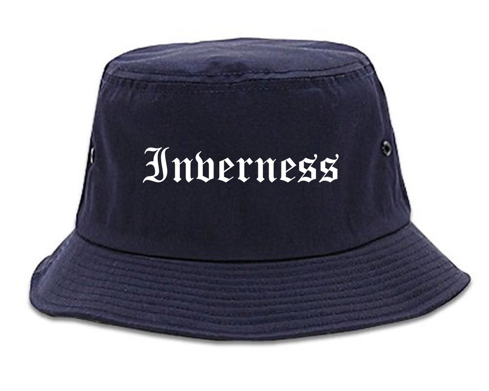 Inverness Illinois IL Old English Mens Bucket Hat Navy Blue