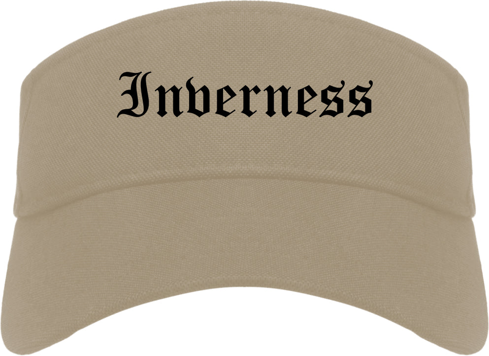 Inverness Illinois IL Old English Mens Visor Cap Hat Khaki