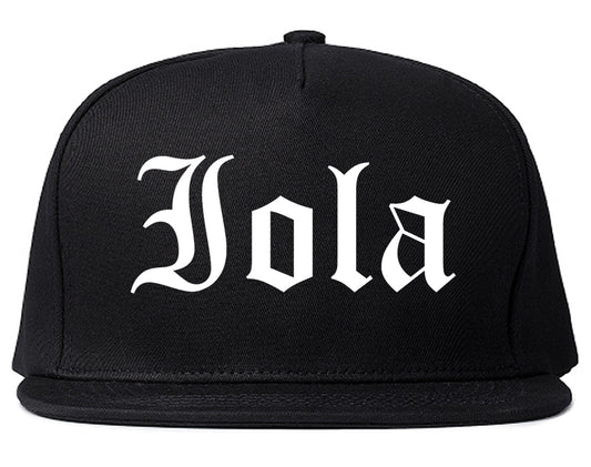 Iola Kansas KS Old English Mens Snapback Hat Black