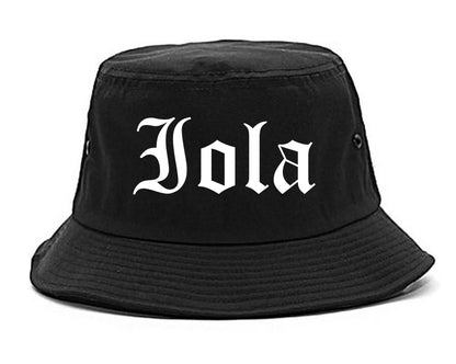 Iola Kansas KS Old English Mens Bucket Hat Black