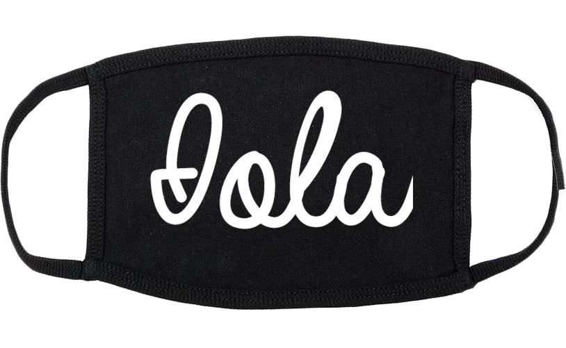 Iola Kansas KS Script Cotton Face Mask Black