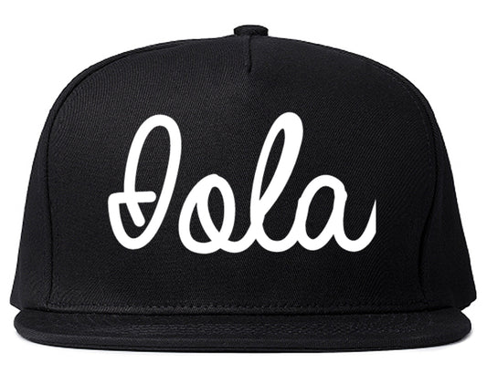 Iola Kansas KS Script Mens Snapback Hat Black