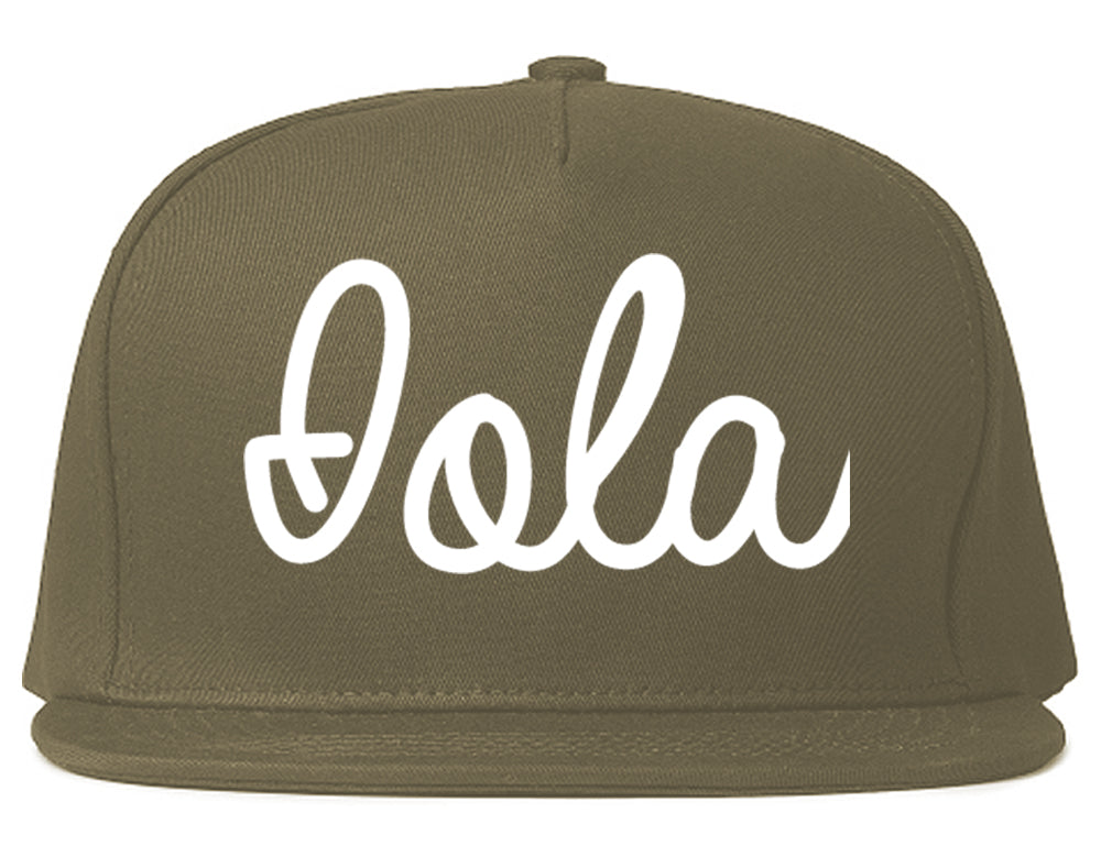 Iola Kansas KS Script Mens Snapback Hat Grey