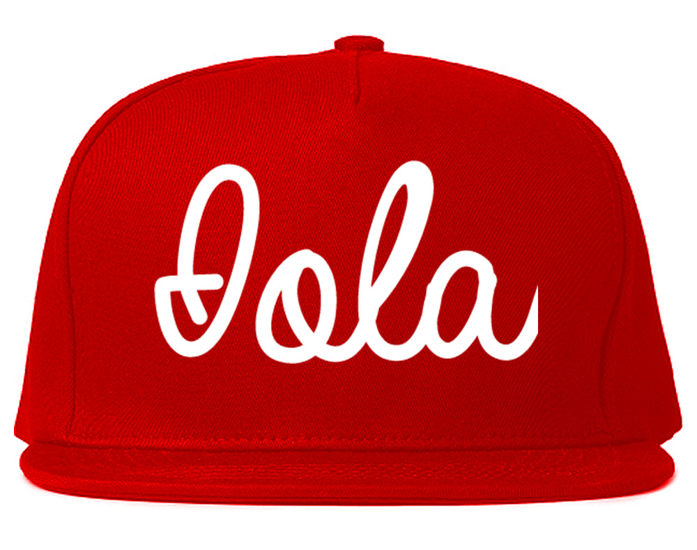 Iola Kansas KS Script Mens Snapback Hat Red