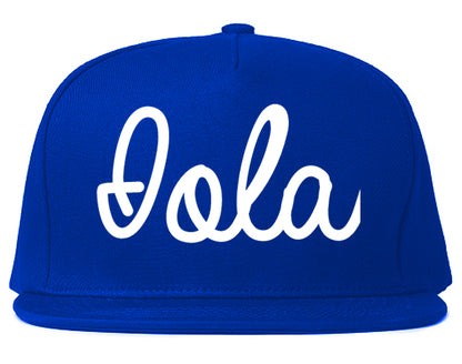 Iola Kansas KS Script Mens Snapback Hat Royal Blue