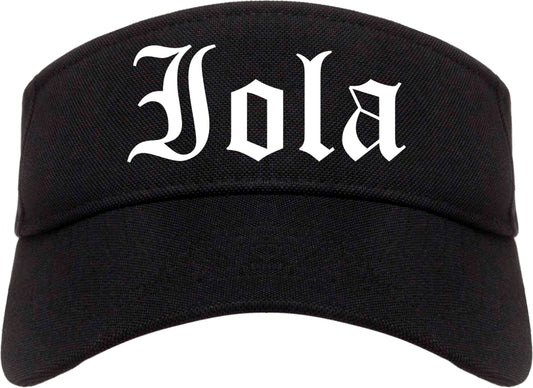 Iola Kansas KS Old English Mens Visor Cap Hat Black