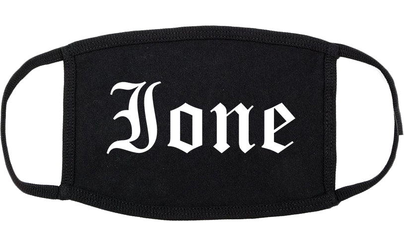 Ione California CA Old English Cotton Face Mask Black
