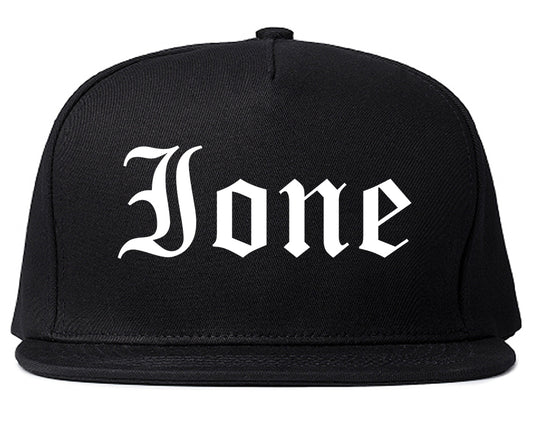 Ione California CA Old English Mens Snapback Hat Black