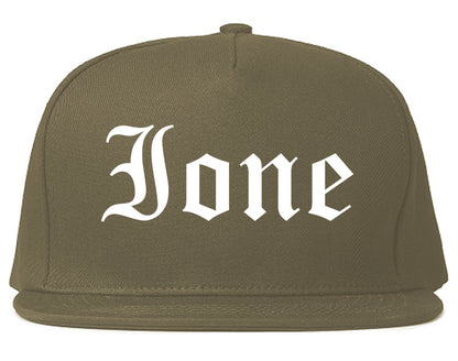 Ione California CA Old English Mens Snapback Hat Grey