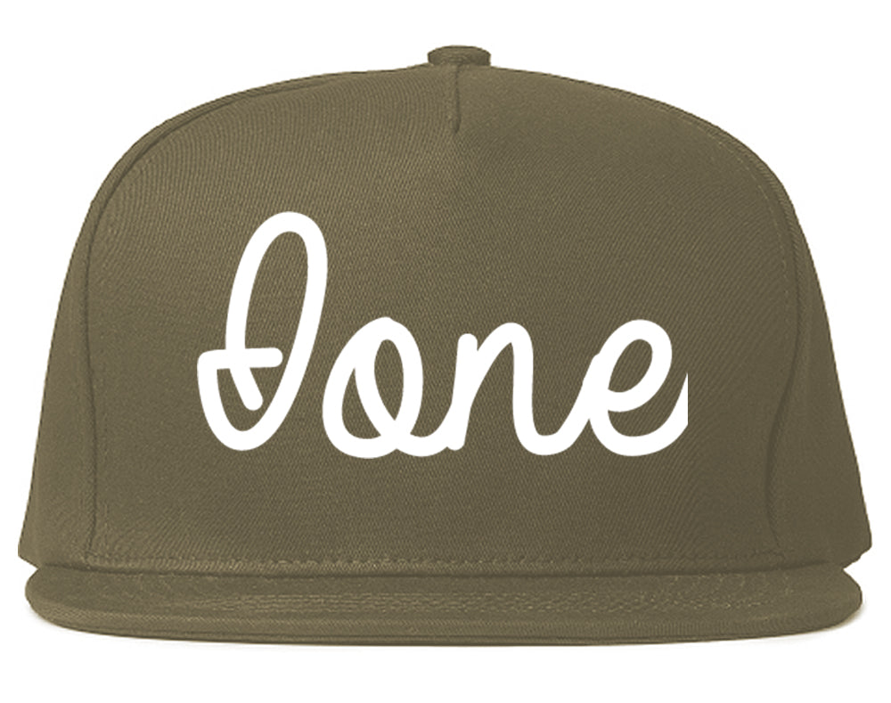 Ione California CA Script Mens Snapback Hat Grey