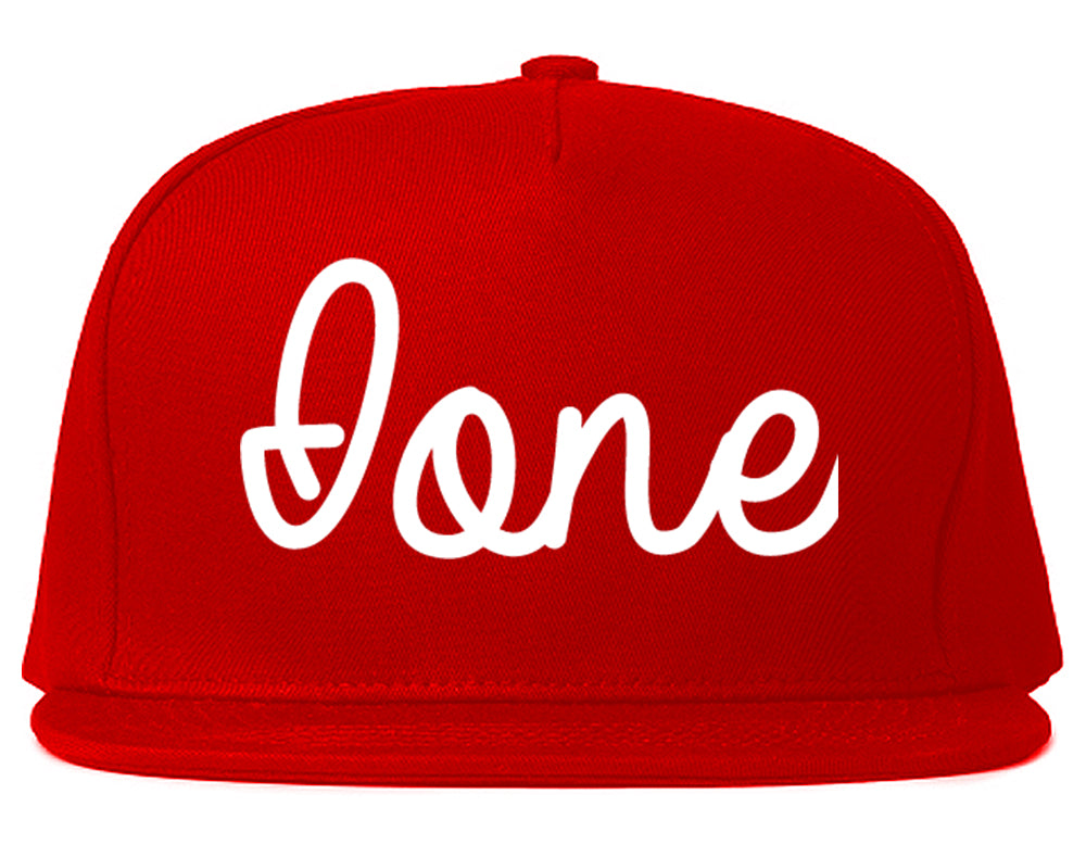 Ione California CA Script Mens Snapback Hat Red
