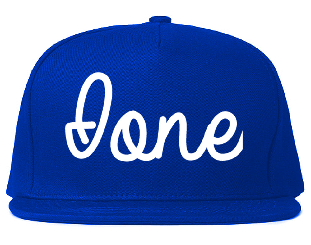 Ione California CA Script Mens Snapback Hat Royal Blue