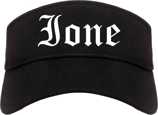 Ione California CA Old English Mens Visor Cap Hat Black