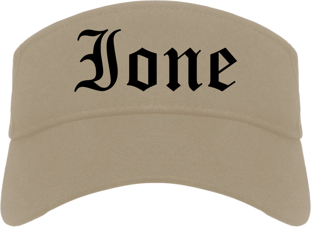 Ione California CA Old English Mens Visor Cap Hat Khaki