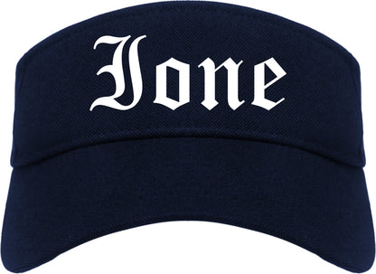 Ione California CA Old English Mens Visor Cap Hat Navy Blue