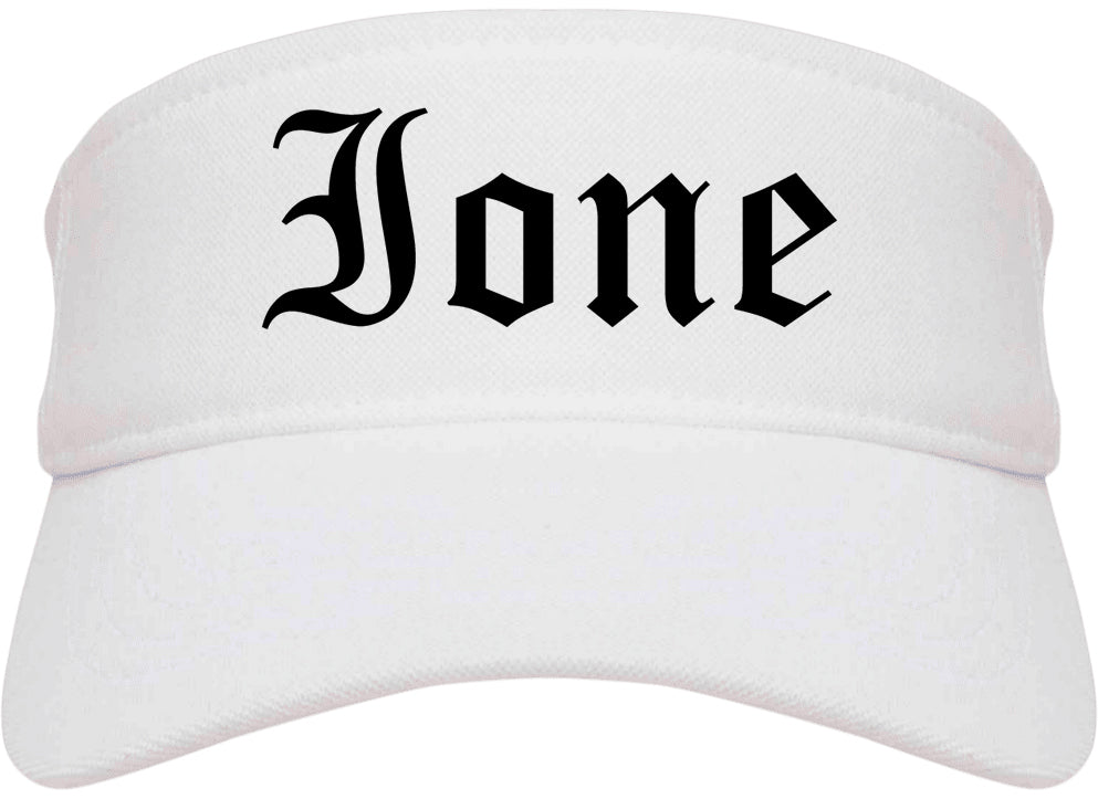 Ione California CA Old English Mens Visor Cap Hat White