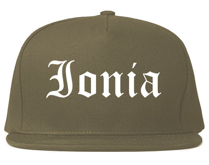 Ionia Michigan MI Old English Mens Snapback Hat Grey