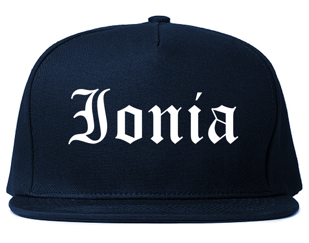 Ionia Michigan MI Old English Mens Snapback Hat Navy Blue