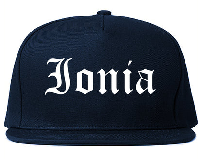 Ionia Michigan MI Old English Mens Snapback Hat Navy Blue