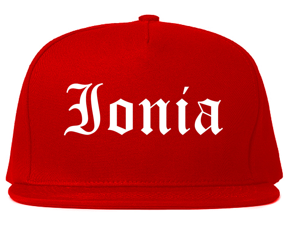 Ionia Michigan MI Old English Mens Snapback Hat Red