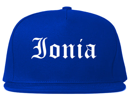 Ionia Michigan MI Old English Mens Snapback Hat Royal Blue