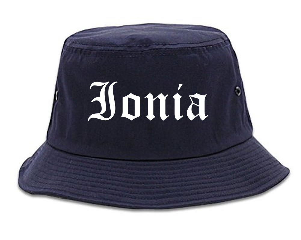 Ionia Michigan MI Old English Mens Bucket Hat Navy Blue