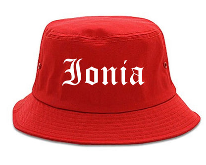 Ionia Michigan MI Old English Mens Bucket Hat Red