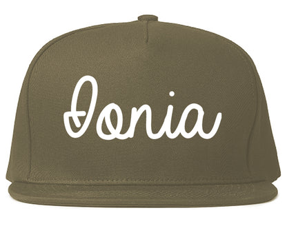 Ionia Michigan MI Script Mens Snapback Hat Grey