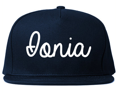 Ionia Michigan MI Script Mens Snapback Hat Navy Blue
