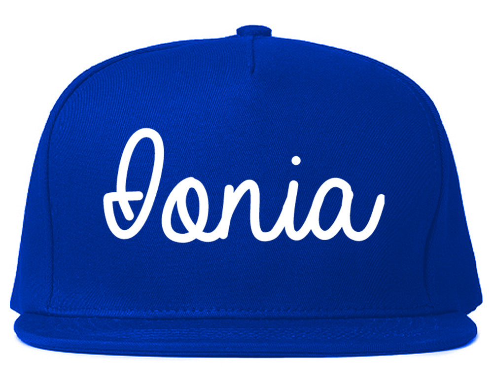 Ionia Michigan MI Script Mens Snapback Hat Royal Blue