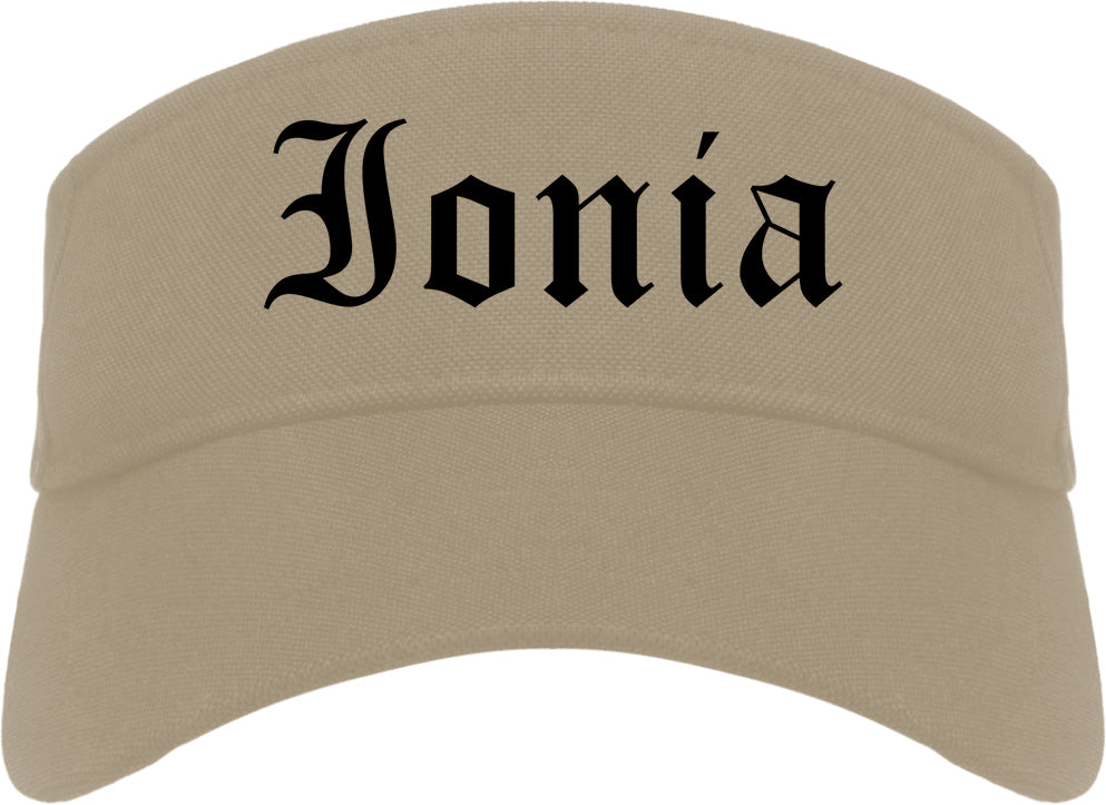 Ionia Michigan MI Old English Mens Visor Cap Hat Khaki