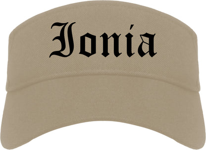 Ionia Michigan MI Old English Mens Visor Cap Hat Khaki