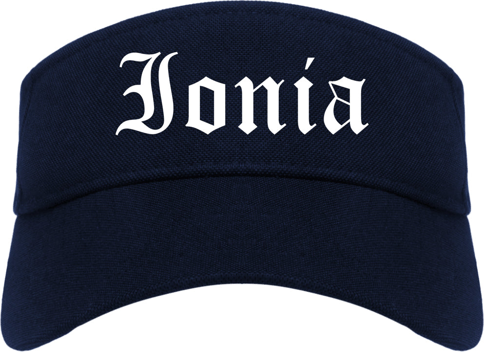 Ionia Michigan MI Old English Mens Visor Cap Hat Navy Blue