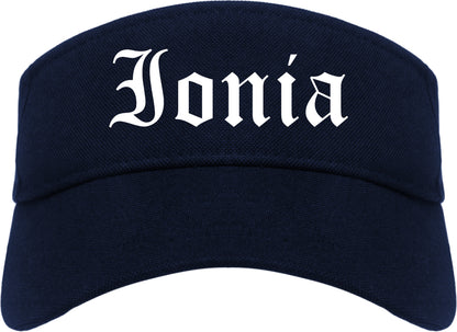 Ionia Michigan MI Old English Mens Visor Cap Hat Navy Blue