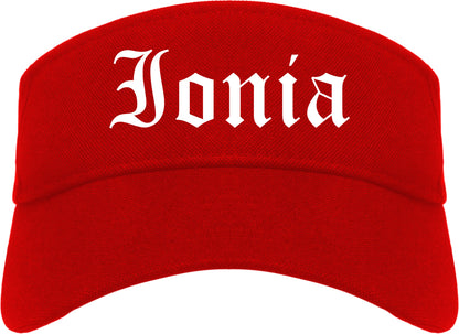 Ionia Michigan MI Old English Mens Visor Cap Hat Red