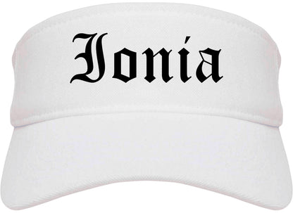 Ionia Michigan MI Old English Mens Visor Cap Hat White