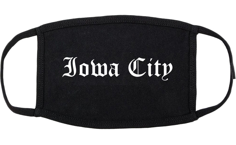 Iowa City Iowa IA Old English Cotton Face Mask Black