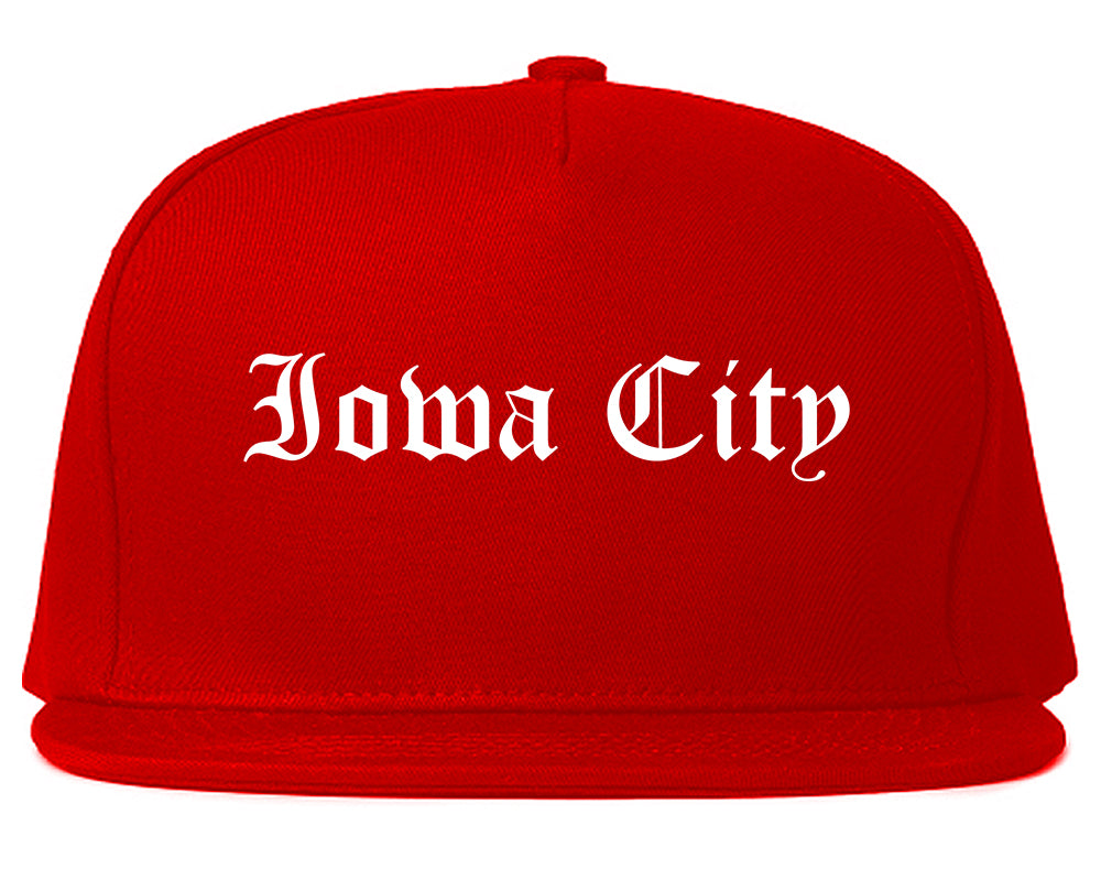 Iowa City Iowa IA Old English Mens Snapback Hat Red