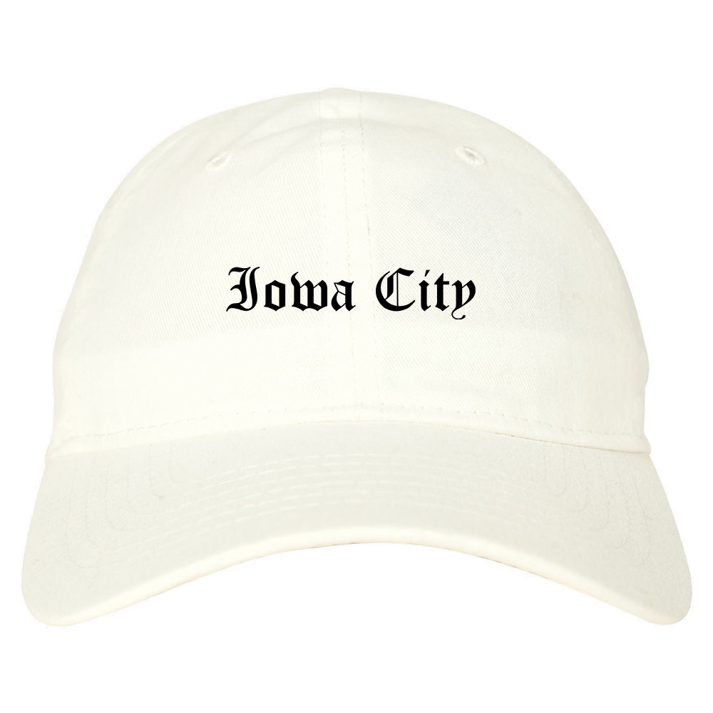 Iowa City Iowa IA Old English Mens Dad Hat Baseball Cap White