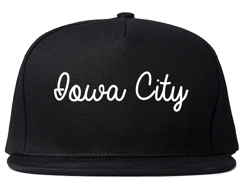 Iowa City Iowa IA Script Mens Snapback Hat Black