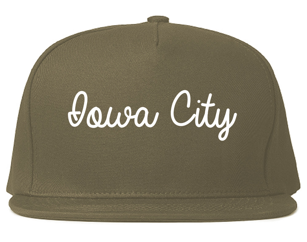 Iowa City Iowa IA Script Mens Snapback Hat Grey